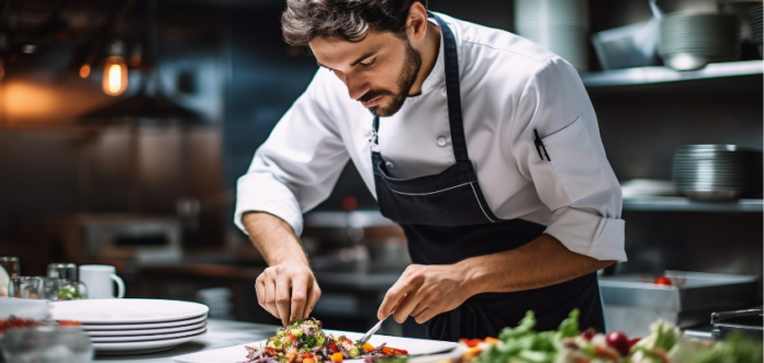 chef preparing food for photo shoot